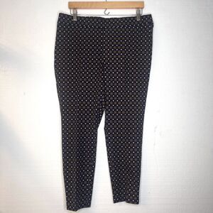 Talbots Essex Ankle Pants Geometric Hearts Navy Elastic Waist Pants 14P